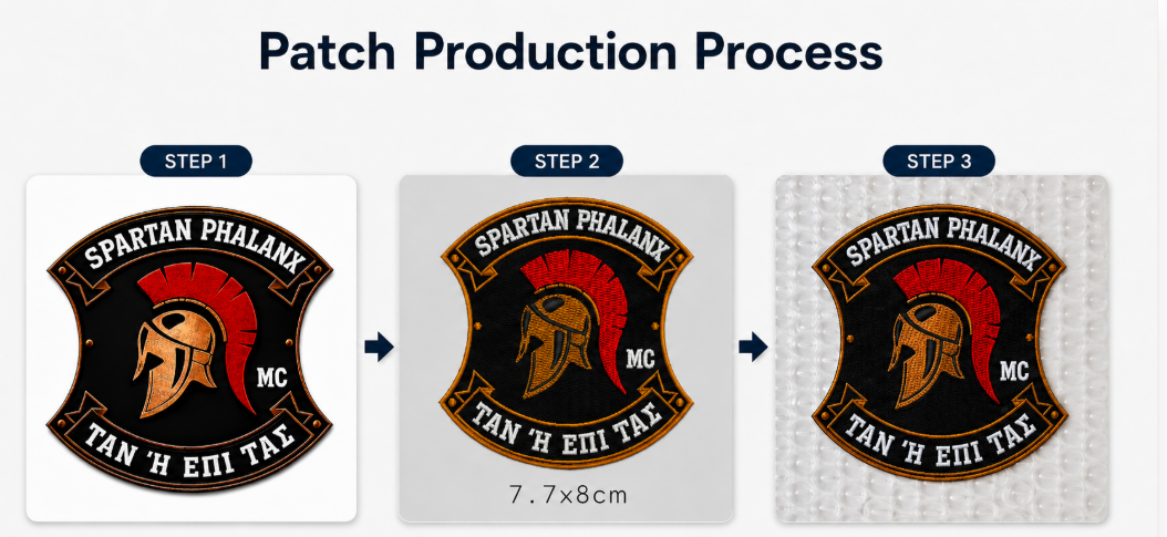 Patch production process from artwork review to proof and backing confirmation